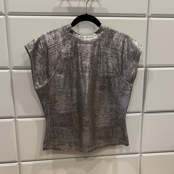 Anthropologie Tops - Zara Shimmering Silver Blouse